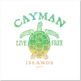 Cayman Islands Live Free Sea Turtle Posters and Art